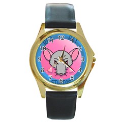 Rad Rat Studios Logo Round Gold Metal Watch by radratstudios