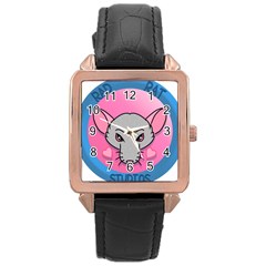 Rad Rat Studios Logo Rose Gold Leather Watch  by radratstudios