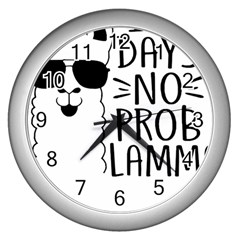 100 Days Of School T- Shirt100 Days No Prob Lamma T- Shirt Yoga Reflexion Pose T- Shirtyoga Reflexion Pose T- Shirt Wall Clock (silver) by hizuto