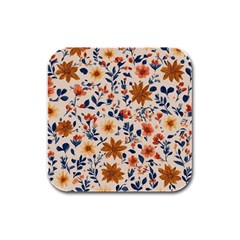 Boho Flowers Seamless Patternn Rubber Square Coaster (4 Pack) by Jack14