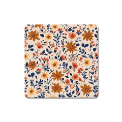 Boho Flowers Seamless Patternn Square Magnet