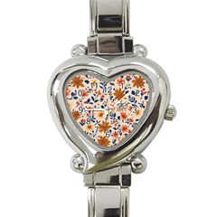 Boho Flowers Seamless Patternn Heart Italian Charm Watch by Jack14