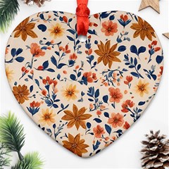 Boho Flowers Seamless Patternn Heart Ornament (two Sides) by Jack14