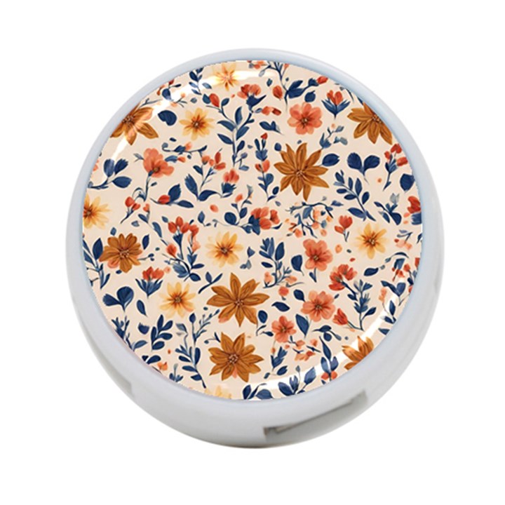 Boho Flowers Seamless Patternn 4-Port USB Hub (Two Sides)