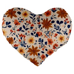 Boho Flowers Seamless Patternn Large 19  Premium Heart Shape Cushions by Jack14