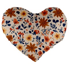 Boho Flowers Seamless Patternn Large 19  Premium Flano Heart Shape Cushions by Jack14