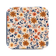 Boho Flowers Seamless Patternn Square Metal Box (black) by Jack14