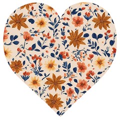 Boho Flowers Seamless Patternn Wooden Puzzle Heart by Jack14