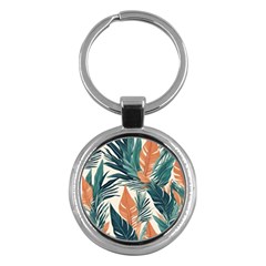 Colorful Tropical Leaf Key Chain (Round)