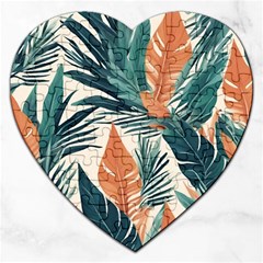 Colorful Tropical Leaf Jigsaw Puzzle (heart) by Jack14