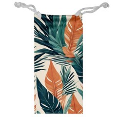 Colorful Tropical Leaf Jewelry Bag