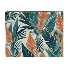 Colorful Tropical Leaf Cosmetic Bag (XL)