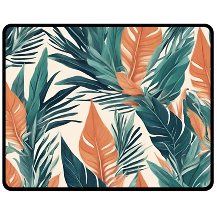 Colorful Tropical Leaf Fleece Blanket (Medium)