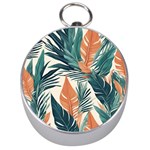 Colorful Tropical Leaf Silver Compasses Front