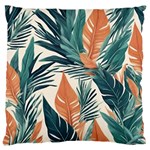 Colorful Tropical Leaf Large Premium Plush Fleece Cushion Case (Two Sides) Front