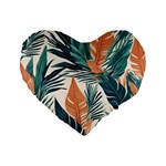 Colorful Tropical Leaf Standard 16  Premium Flano Heart Shape Cushions Front