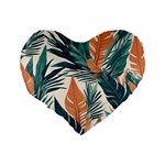 Colorful Tropical Leaf Standard 16  Premium Flano Heart Shape Cushions Back