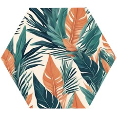 Colorful Tropical Leaf Wooden Puzzle Hexagon