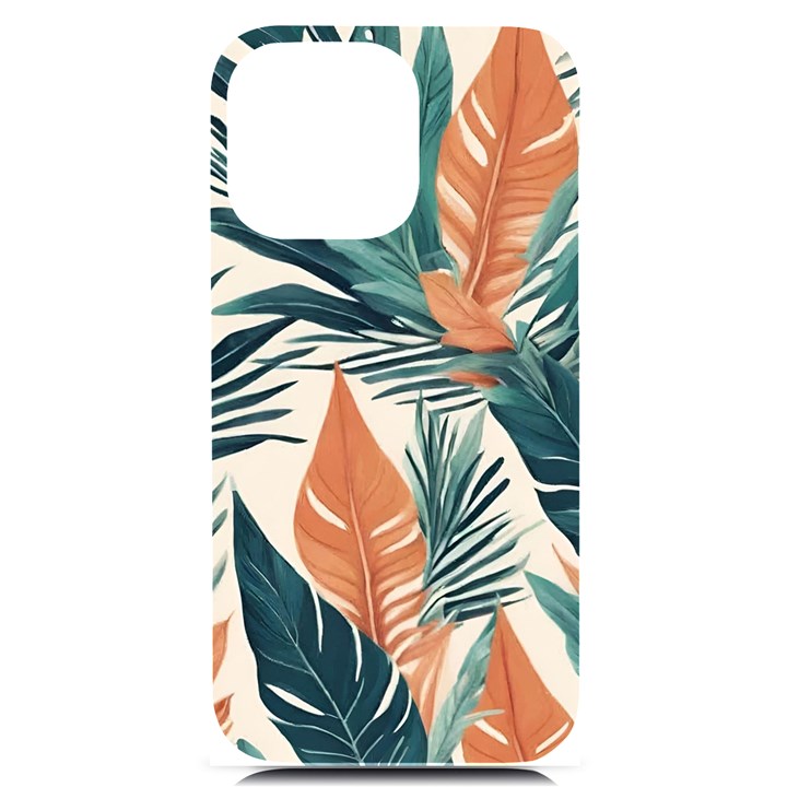 Colorful Tropical Leaf iPhone 14 Pro Max Black UV Print Case