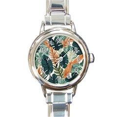 Tropical Leaf Round Italian Charm Watch by Jack14