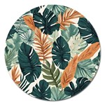 Tropical Leaf Magnet 5  (Round) Front