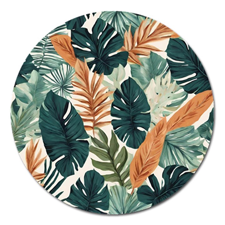 Tropical Leaf Magnet 5  (Round)