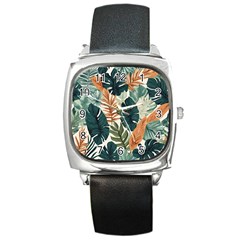 Tropical Leaf Square Metal Watch by Jack14