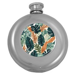 Tropical Leaf Round Hip Flask (5 Oz) by Jack14