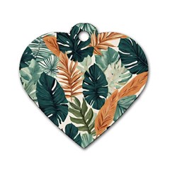 Tropical Leaf Dog Tag Heart (one Side) by Jack14