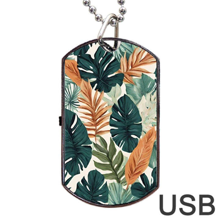 Tropical Leaf Dog Tag USB Flash (One Side)