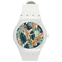 Tropical Leaf Round Plastic Sport Watch (m) by Jack14