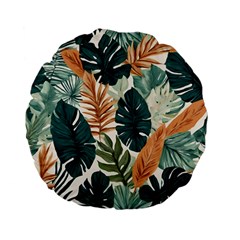 Tropical Leaf Standard 15  Premium Flano Round Cushions by Jack14