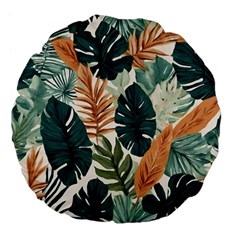 Tropical Leaf Large 18  Premium Flano Round Cushions by Jack14