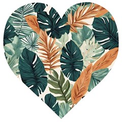 Tropical Leaf Wooden Puzzle Heart by Jack14