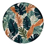 Tropical Leaf Round Glass Fridge Magnet (4 pack) Front