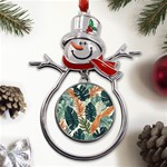 Tropical Leaf Metal Snowman Ornament Front