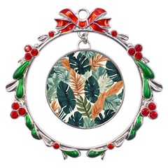 Tropical Leaf Metal X mas Wreath Ribbon Ornament by Jack14