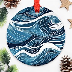 Abstract Blue Ocean Wave Ornament (round) by Jack14