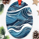 Abstract Blue Ocean Wave Ornament (Oval) Front