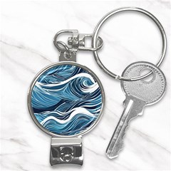 Abstract Blue Ocean Wave Nail Clippers Key Chain by Jack14