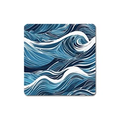 Abstract Blue Ocean Wave Square Magnet by Jack14