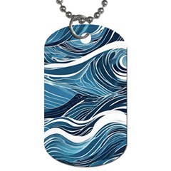 Abstract Blue Ocean Wave Dog Tag (two Sides) by Jack14