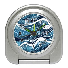 Abstract Blue Ocean Wave Travel Alarm Clock by Jack14