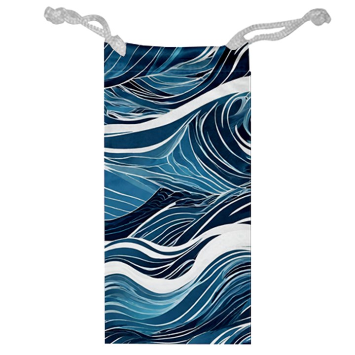 Abstract Blue Ocean Wave Jewelry Bag