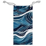 Abstract Blue Ocean Wave Jewelry Bag Back