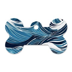 Abstract Blue Ocean Wave Dog Tag Bone (one Side) by Jack14