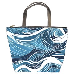 Abstract Blue Ocean Wave Bucket Bag by Jack14