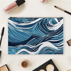 Abstract Blue Ocean Wave Cosmetic Bag (large) by Jack14