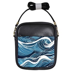 Abstract Blue Ocean Wave Girls Sling Bag by Jack14