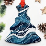 Abstract Blue Ocean Wave Christmas Tree Ornament (Two Sides) Front